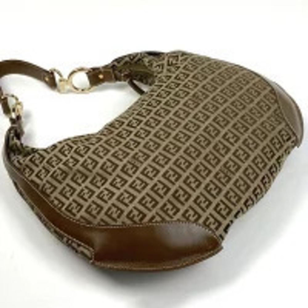 Fendi Zucchino Brown Shoulder Canvas Hobo Bag Brown